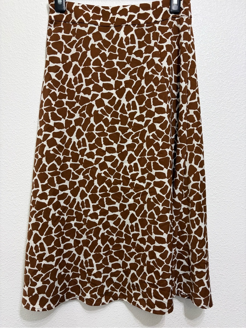 SHEIN Brown and White Giraffe-Print A-Line Skirt